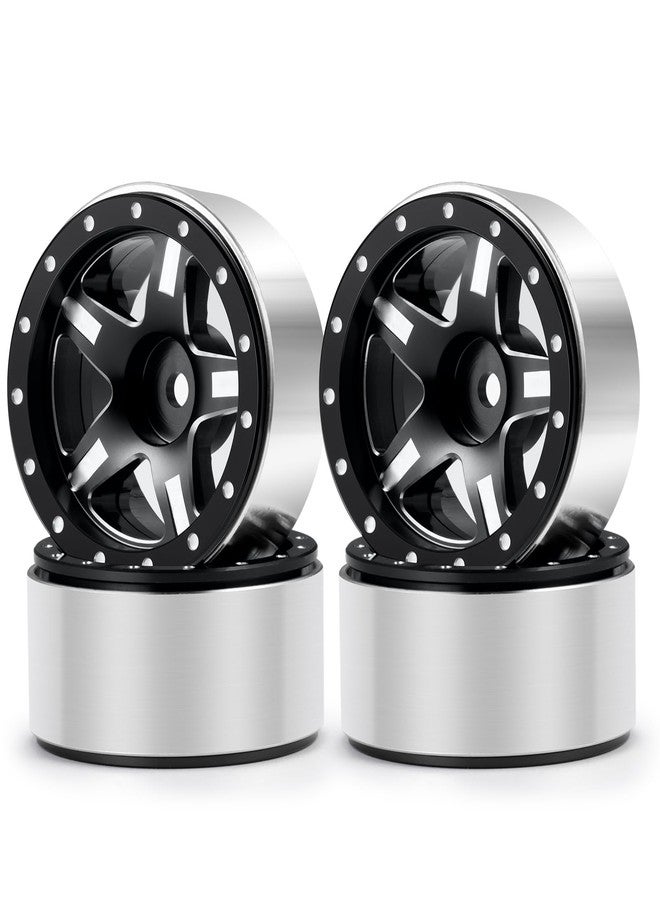 RCHUBAM 1.3 Beadlock Wheels with 5-Spoke Aluminium 1.3in RC Wheel Rims 72g Compatible with TRX4-M SCX24 Upgrade 1/24 1/18 RC Crawler Car Upgrade Parts #A (Black) - Image 1